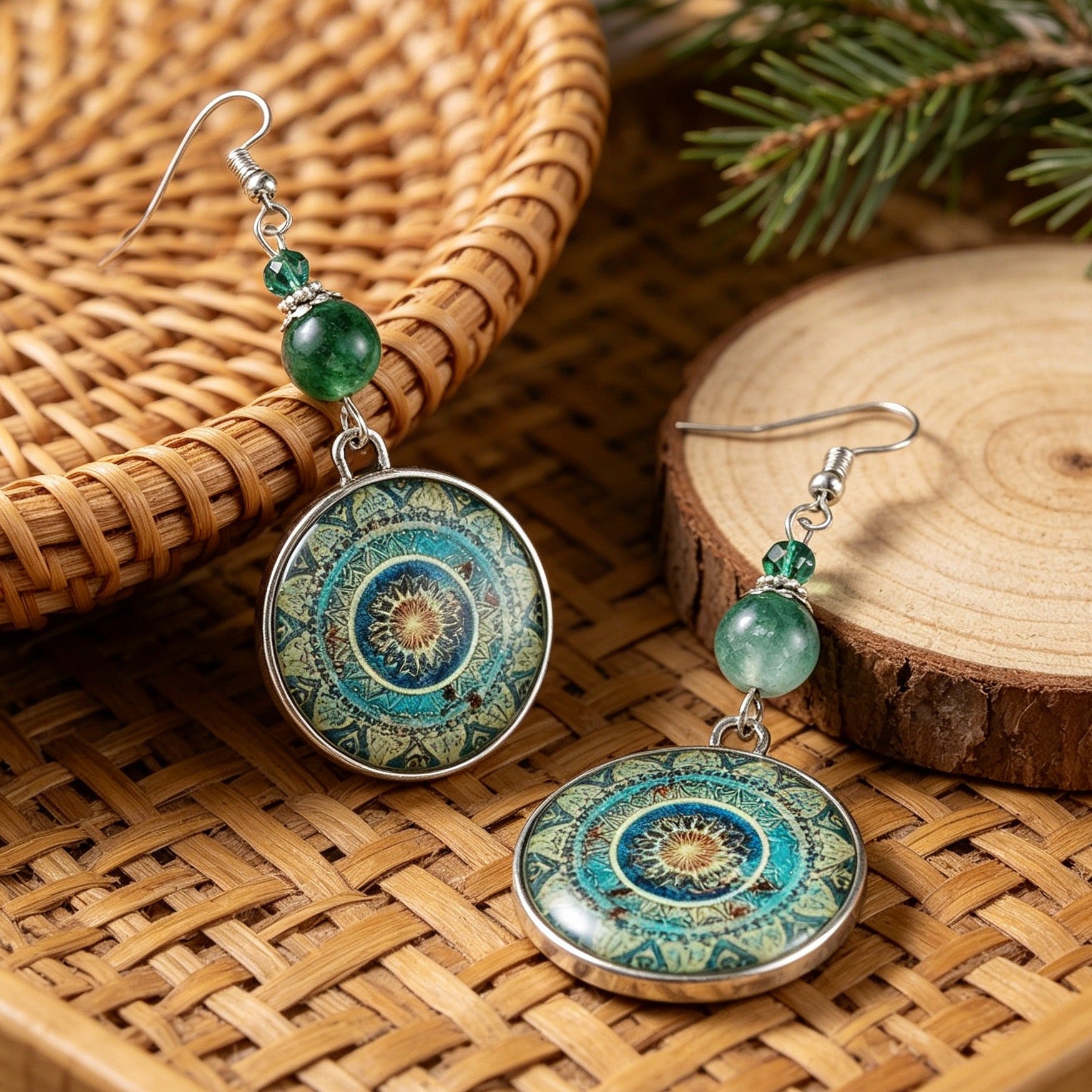 Wholesale Silver Plated Alloy Mandala Earrings Zen Style Geometric Drop Earrings For Women Party Gift Boutique Resale