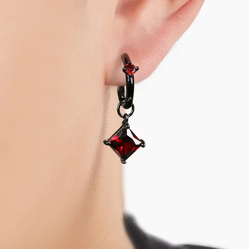 Wholesale 925 Sterling Silver Earrings Gothic Style Red Gemstone Earrings