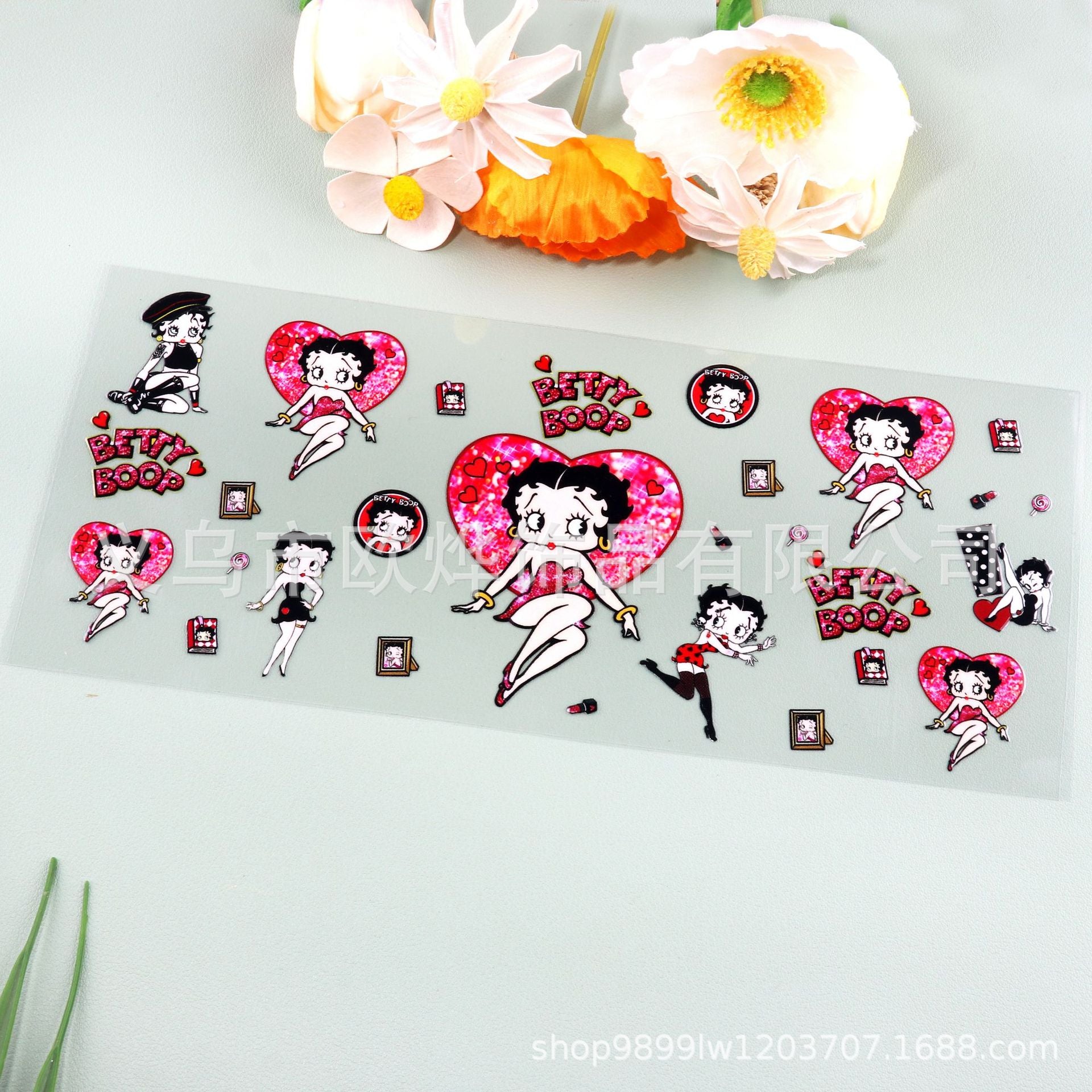 Wholesale 16oz cartoon transfer stickers,  crystal stickers,  tear-off crystal labels,  glass stickers