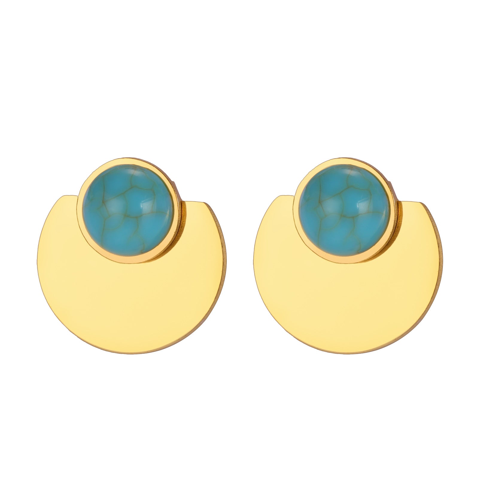 Wholesale Geometric Stainless Steel Turquoise Earrings for Women - Elegant Fashion Accessory Gift