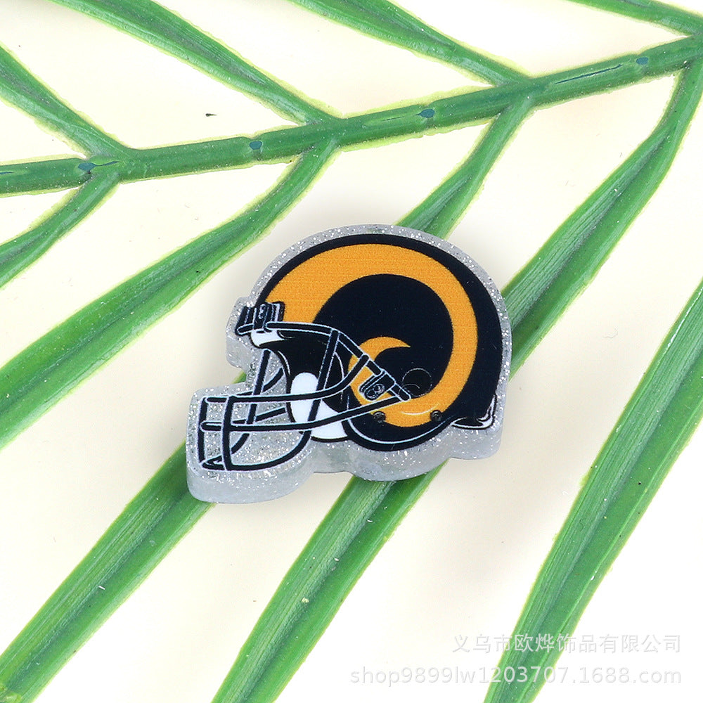 Wholesale 5pcs Acrylic Rugby Straight Hole Cartoon Beads