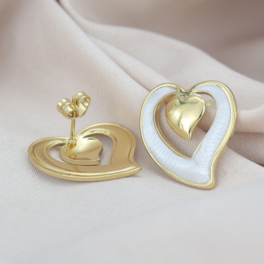 Wholesale Fashion Love Heart Earrings Stainless Steel Simple Design Trendy Jewelry for Women Boutique Resale
