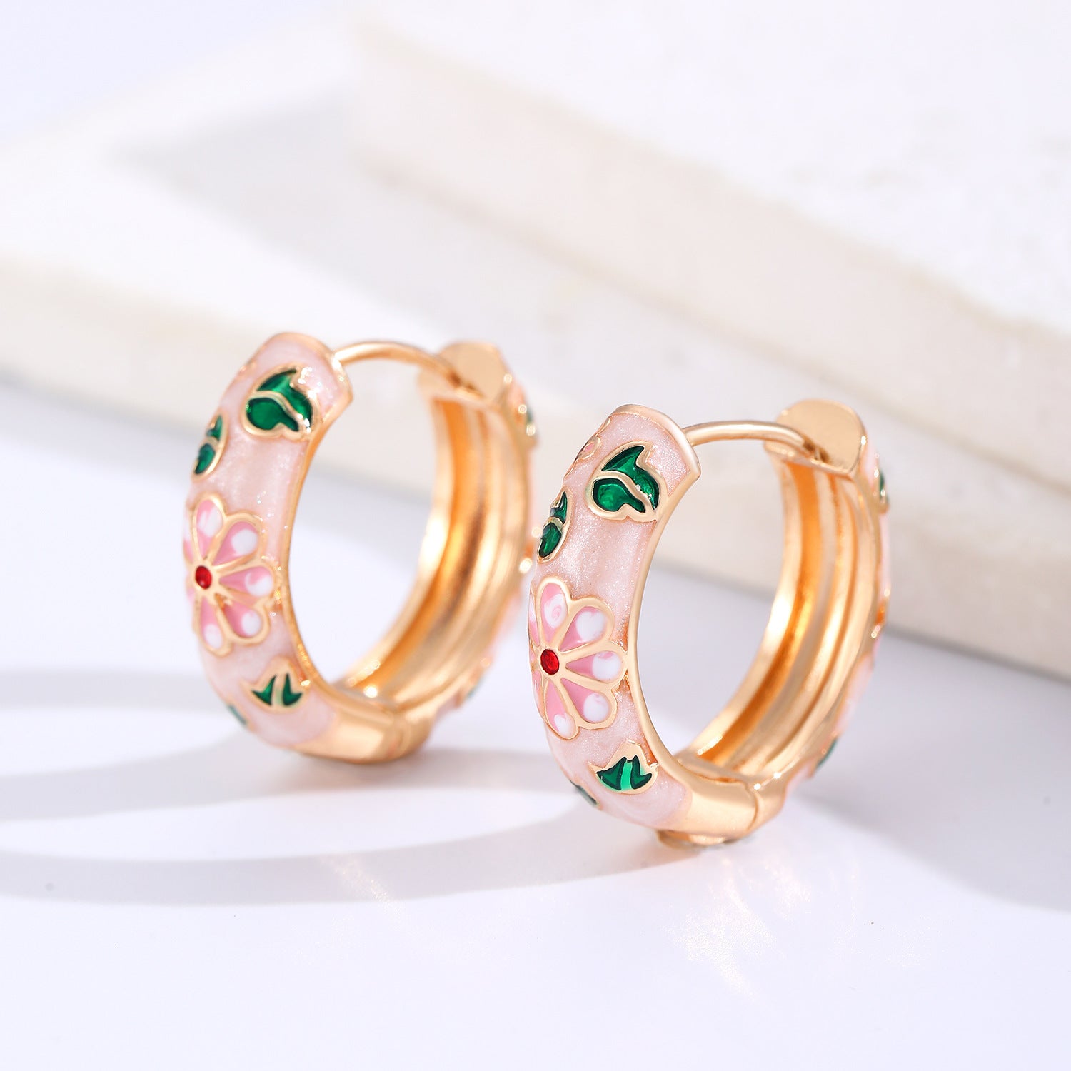 Wholesale Copper Dripping Oil Flower Earrings Chinese Vintage Style Women S Jewelry Accessory