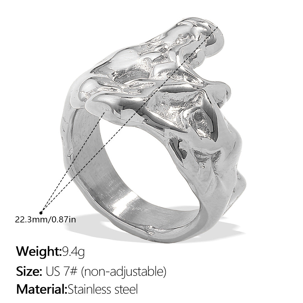 Wholesale  Simple Versatile High-End Rings Stainless Steel Minimalist Luxury Fashion Irregular Rings Jewelry