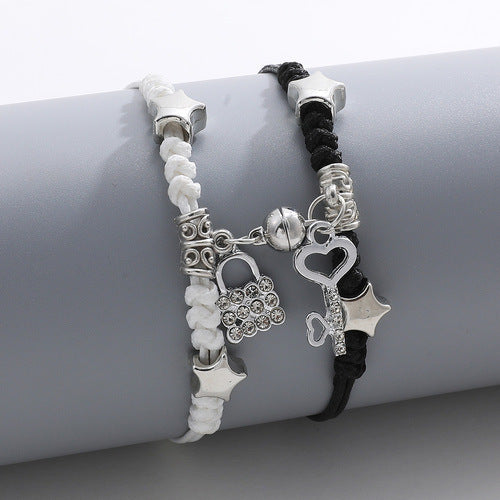 Wholesale Cord braided heart couple bracelet