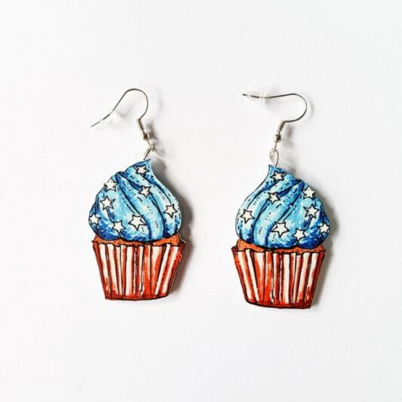 Wholesale American Independence Day Sunflower Donut Butterfly Acrylic Earrings ACC-ES-XP003