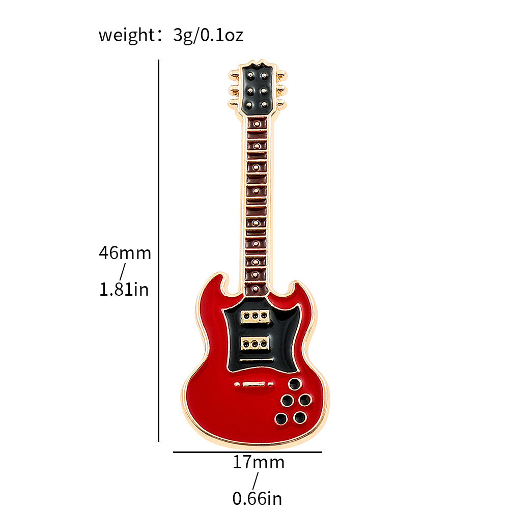 Wholesale Alloy Electroplated Retro Electric Guitar Brooch Pin Music Fashion Accessory For Gift