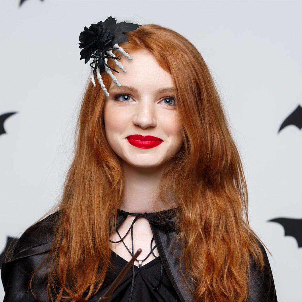 Wholesale  Black Rose Bone Claw Side Clip Hair Clips