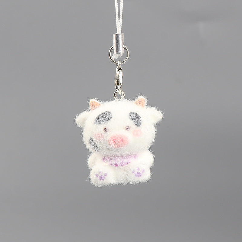 Wholesale Able flocked cow keychain