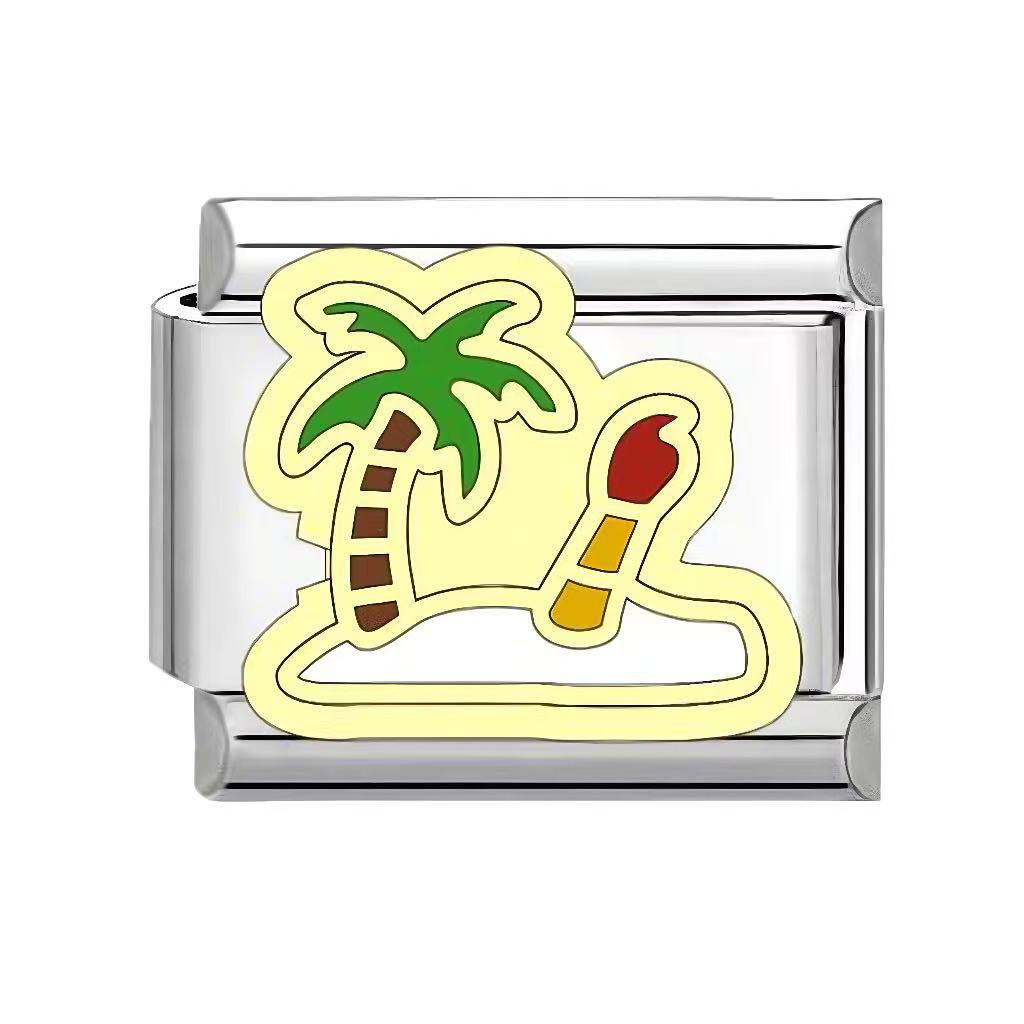 Wholesale Italian Charm Bracelet 9mm DIY Splicing travel   Creative Stainless Steel Composable Bracelet