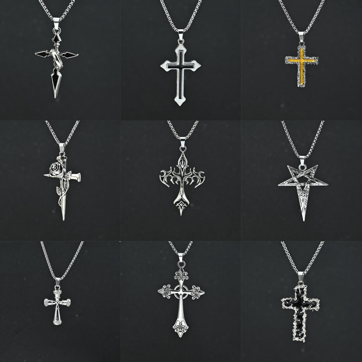 Wholesale Hip Hop Street Style Alloy Cross Pendant Necklace Fashion Accessory For Gift And Boutique Resale