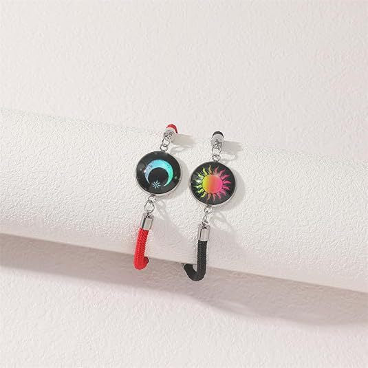 Wholesale Sun and Moon Glass Luminous Yin and Yang Bracelet Set