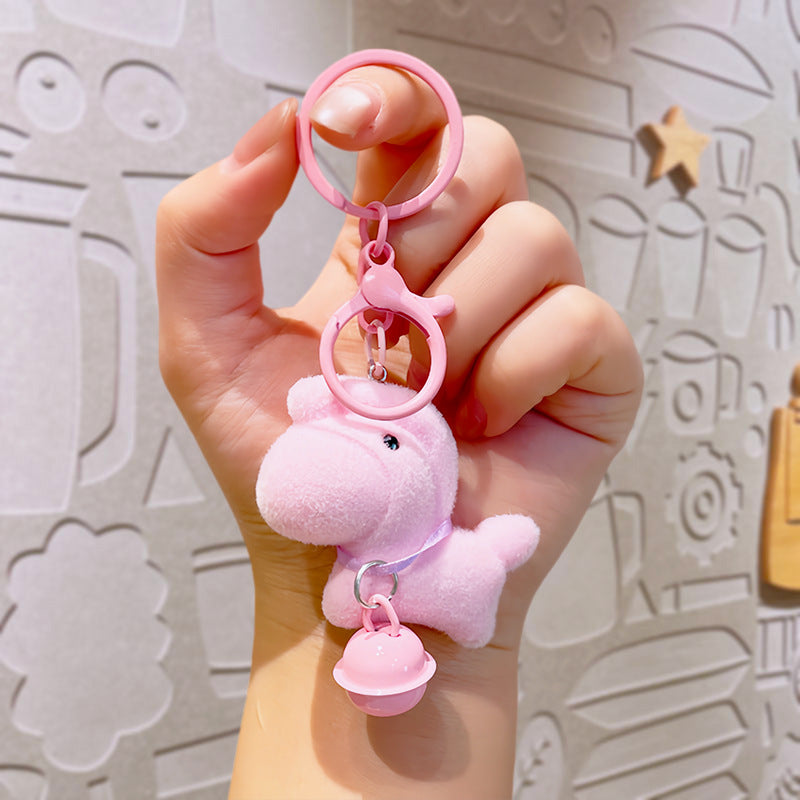 Wholesale Cute PVC flocked bell lucky cat keychain