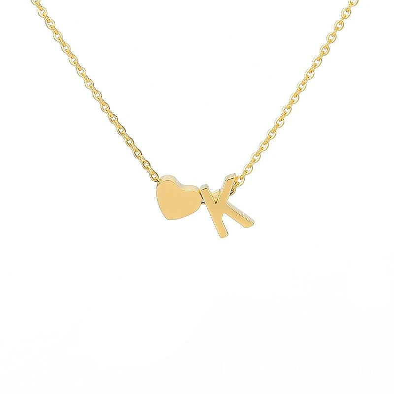 Wholesale Trendy Heart Letter Love Necklace Titanium Steel Gold Inlaid Fashion Jewelry Accessory