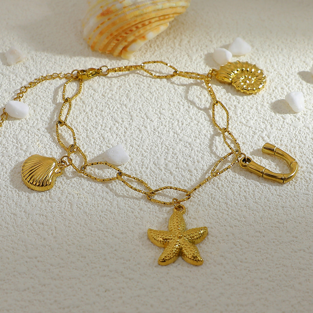 Wholesale Stainless Steel 18K Gold Plated Anklets ACC-AS-YuHui003