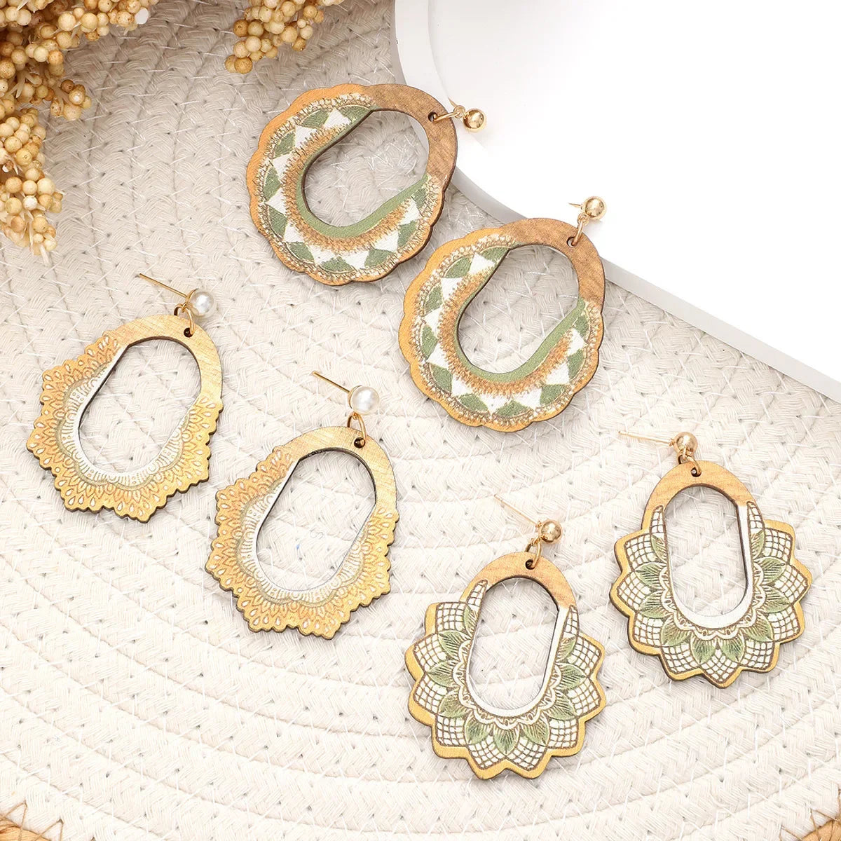 Wholesale Bohemian retro national style geometric earrings fashion personality earrings
