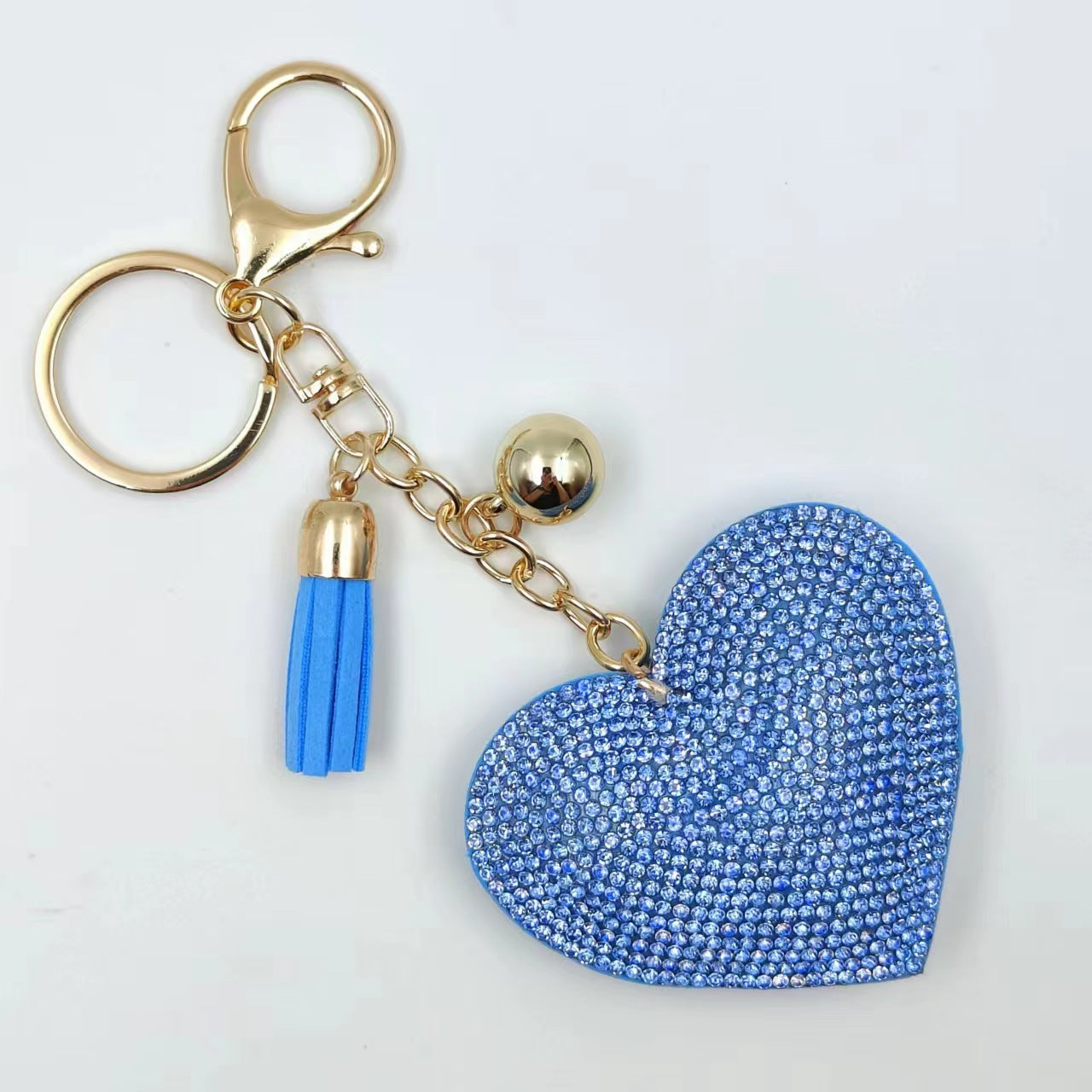 Wholesale 12pcs Heart Shape Hot Diamond Leather Keychain ACC-KC-DC001