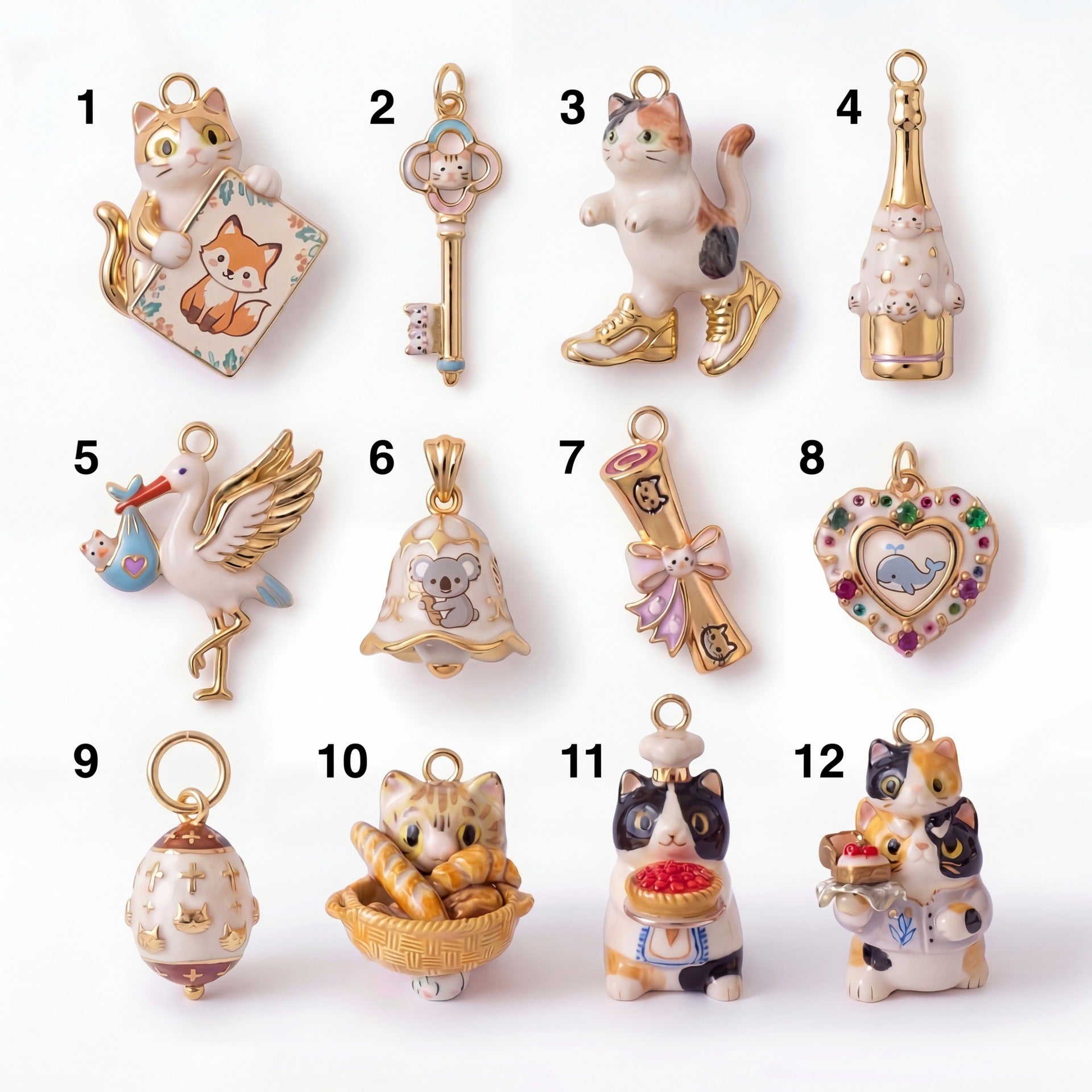Wholesale Gold Plated Copper Cute Cat Bell Pendant With Heart Design DIY Craft Charm Fashion Jewelry Accessory