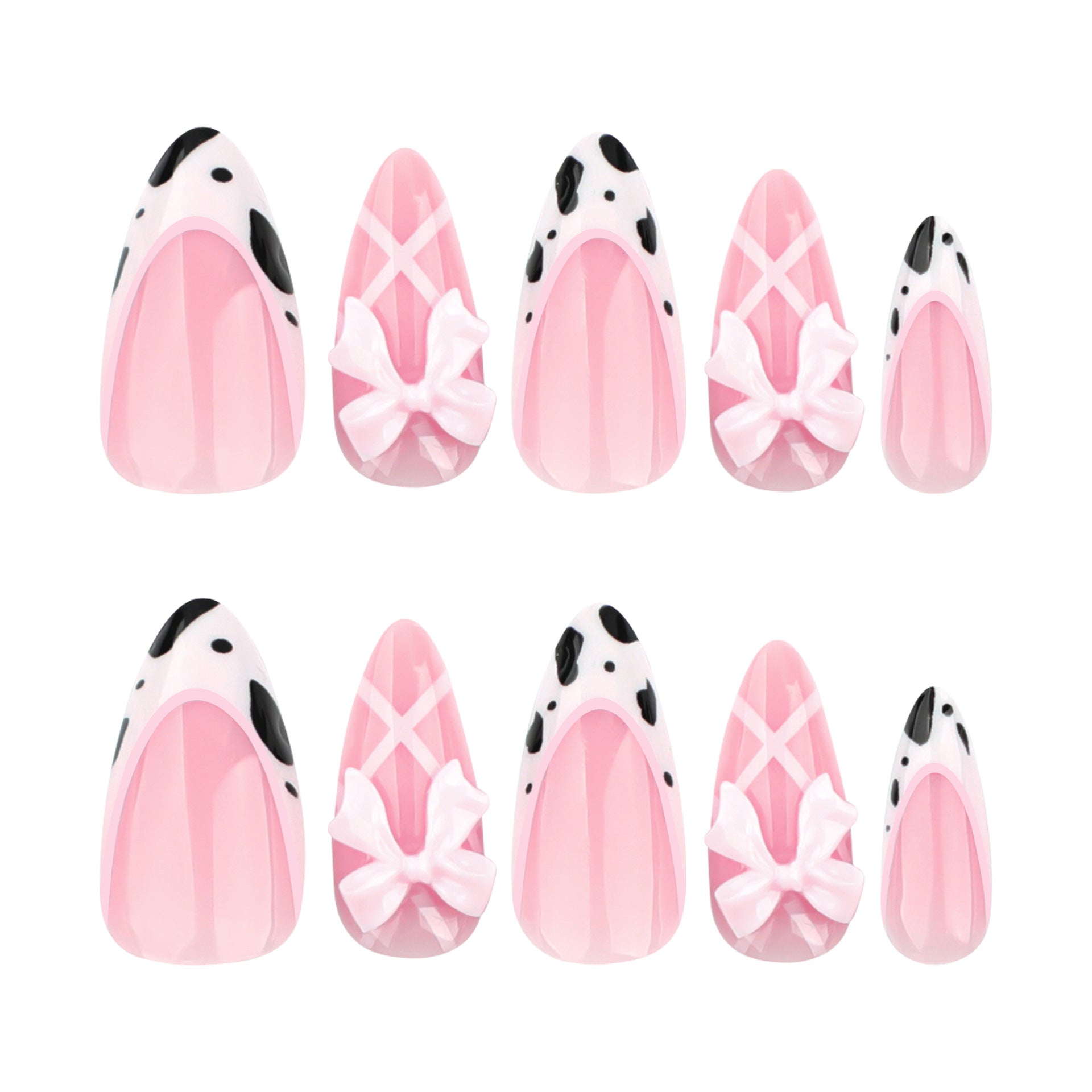 Wholesale 24 Pieces/box Pink Sweet Bow Nails Kits Nail Stickers