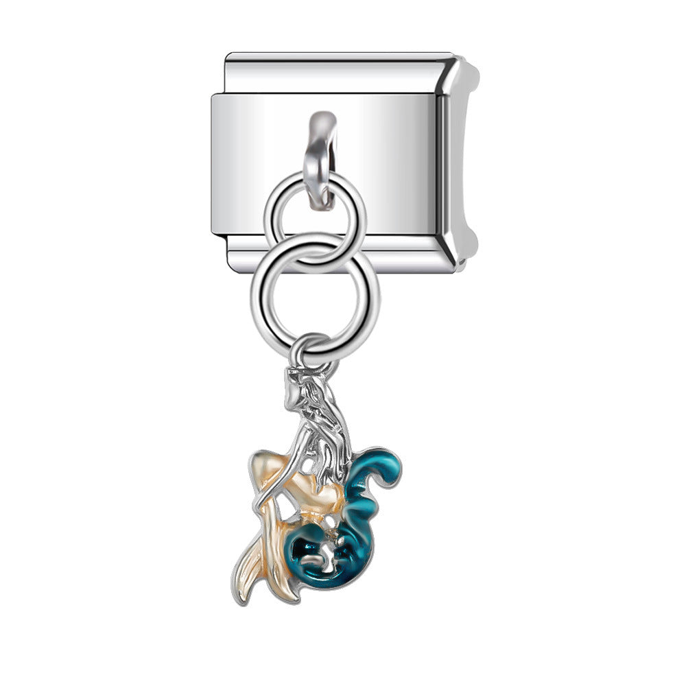 Wholesale Italian Charm Bracelet 9mm DIY Splicing Stainless Steel Heart Pendant Composable Bracelet