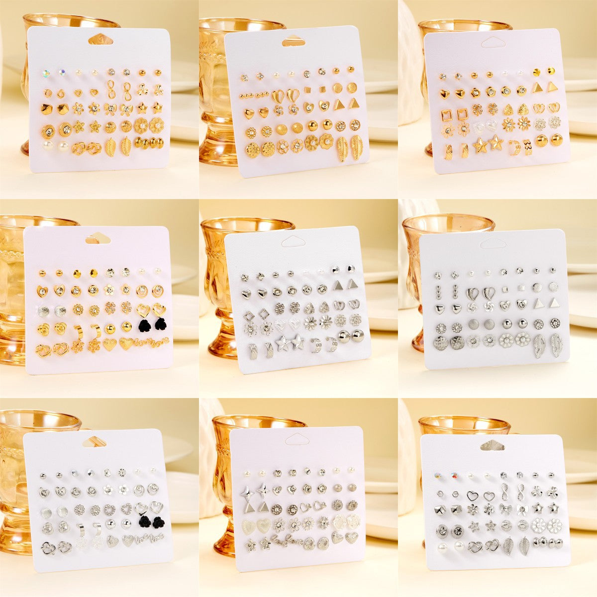 Wholesale Geometric 12 Pairs of Earrings Multi-color Earrings ACC-ES-Bayue002