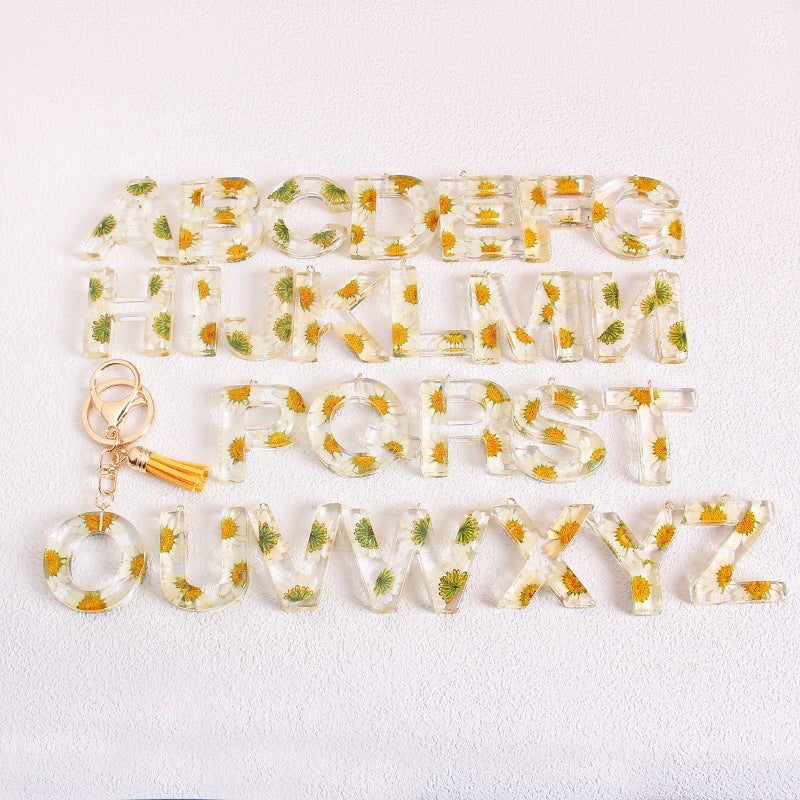 Wholesale Glitter 26 English Letter Tassel Keychain