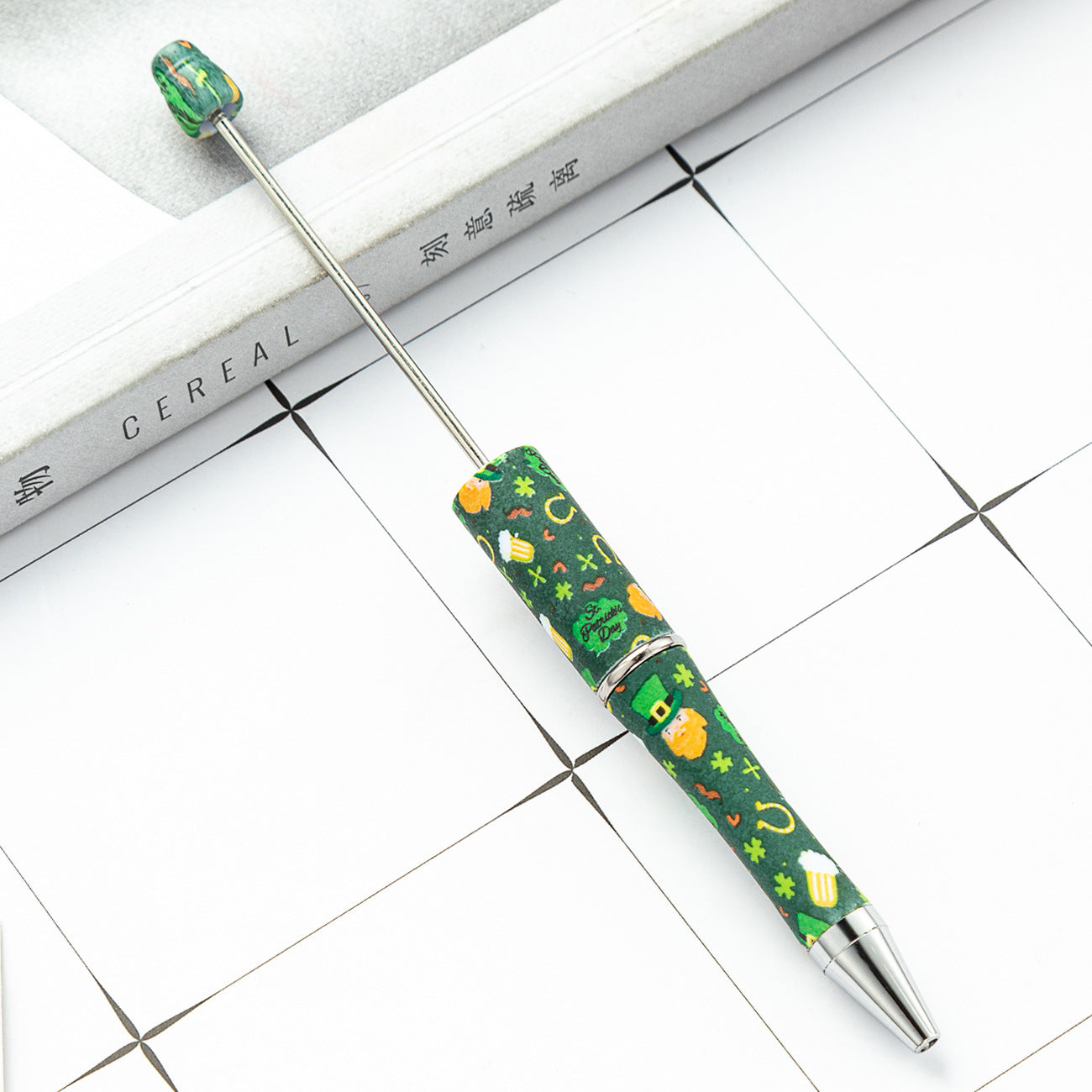 Wholesale Beadable Pens St. Patrick's Day Clover Print DIY Beaded Pens