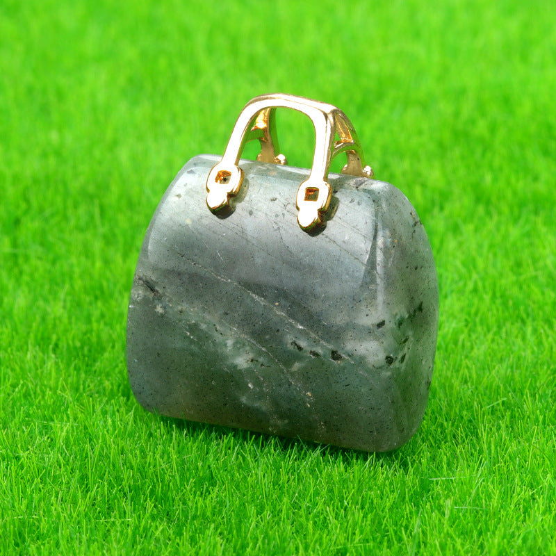 Wholesale Natural Crystal Stone Mini Bag Amethyst Pendant ACC-PT-KeSuo0010