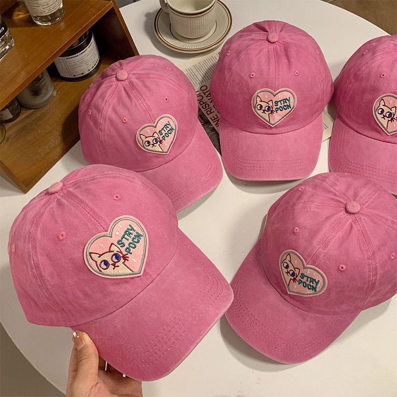 Wholesale pink heart cute cat baseball cap