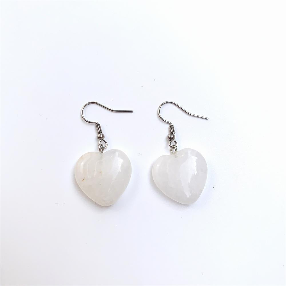 Wholesale Stylish Heart Shaped Natural Quartz Crystal Tassel Earrings Handmade Jewelry For Everyday Wear Party Wear And Boutique Resale