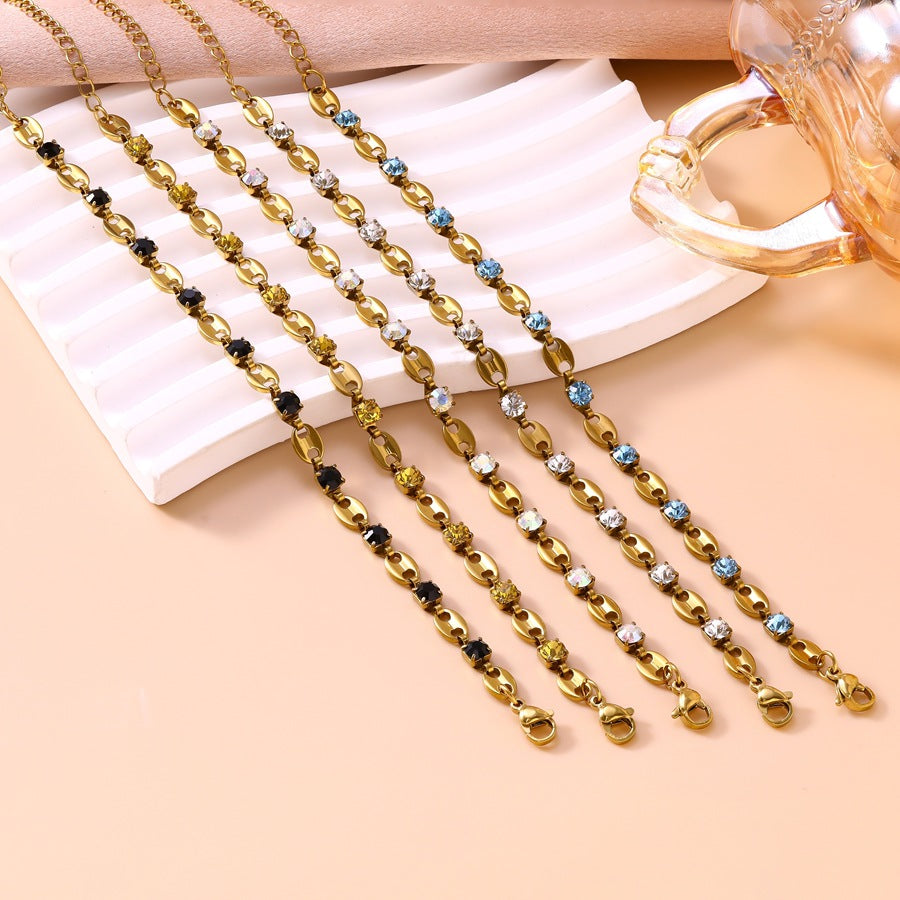 Wholesale Light Luxury Rhinestone Bracelet Stainless Steel Jewelry Accessory for Women