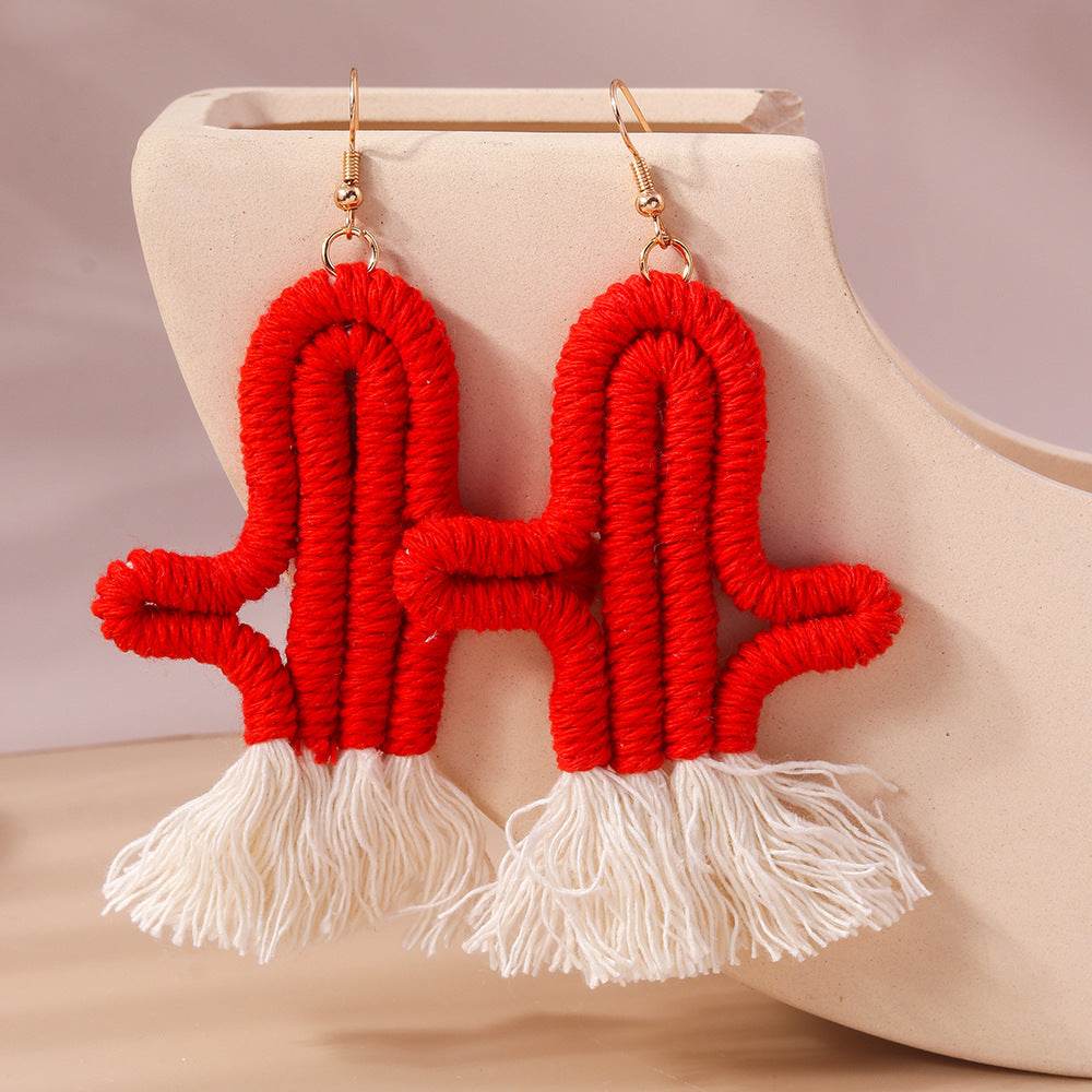 Wholesale Plush Succulent Earrings Wool Cactus Earrings