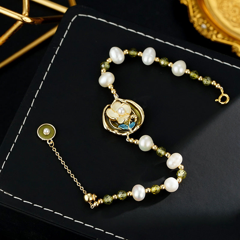 Wholesale Natural Freshwater Pad French Vintage Oil Painting Bracelet