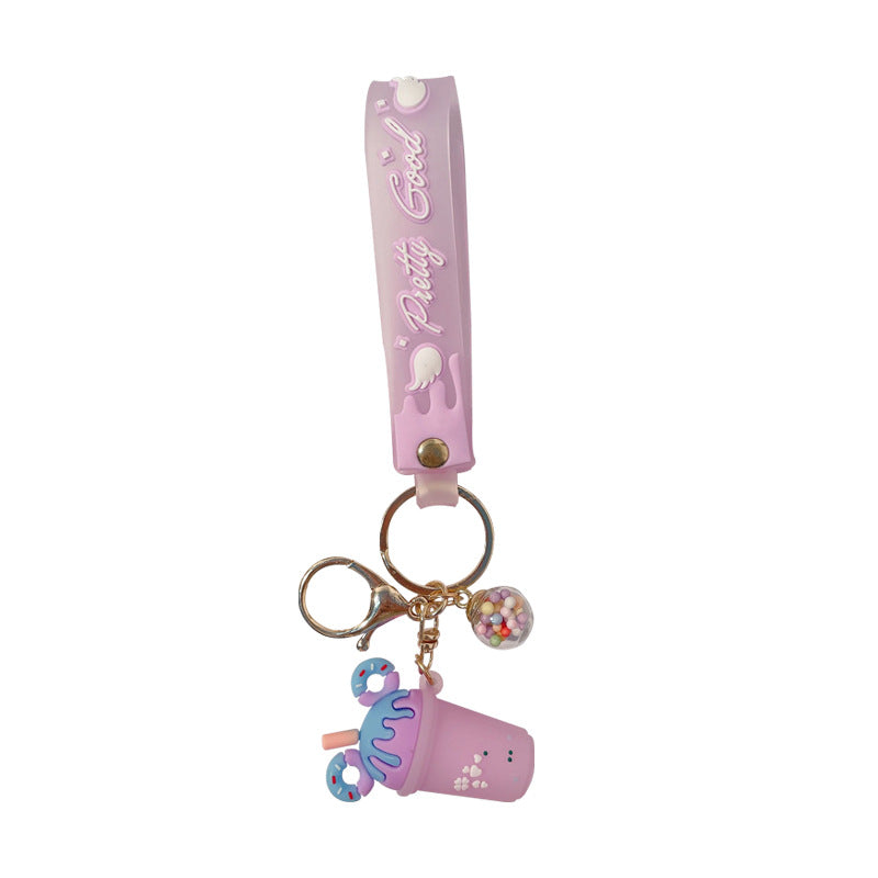 Wholesale Cute Ice Cream Keychain PVC Pendant Fashion Accessory Gift for Girlfriend Car Ornament