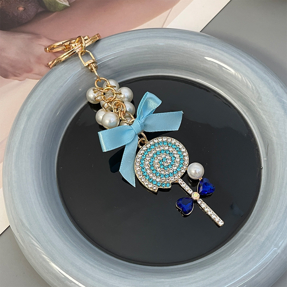 Wholesale Diamond Bow Pearl String Lollipop Car Keychains ACC-KC-ChenHui006