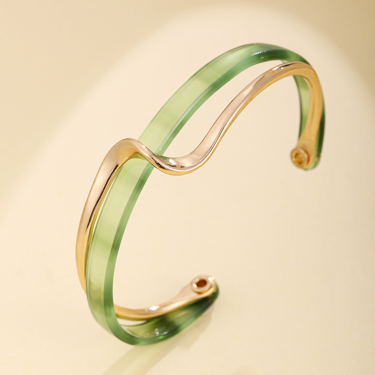 Wholesale Chic Double Layer Hollow Geometric Open Bangle Bracelet For Women Metal Jewelry Gift Boutique Resale