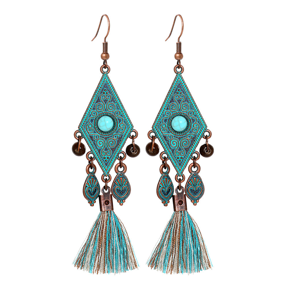 Wholesale Crystal Bohemian Tassel Earrings Vintage Style Women Jewelry Accessory for Everyday Gift