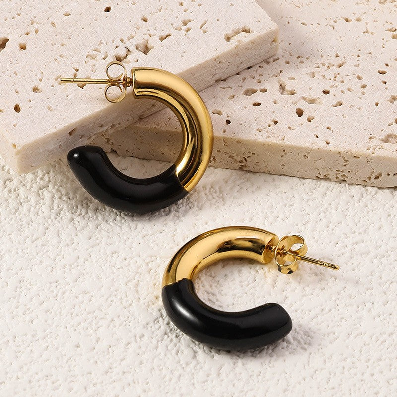 Wholesale Bohemian Beach Style Stainless Steel Earrings Oil Drop Earrings 18k Earrings ACC-ES-Ruix002