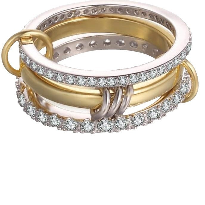 Wholesale titanium steel full diamond zircon ring