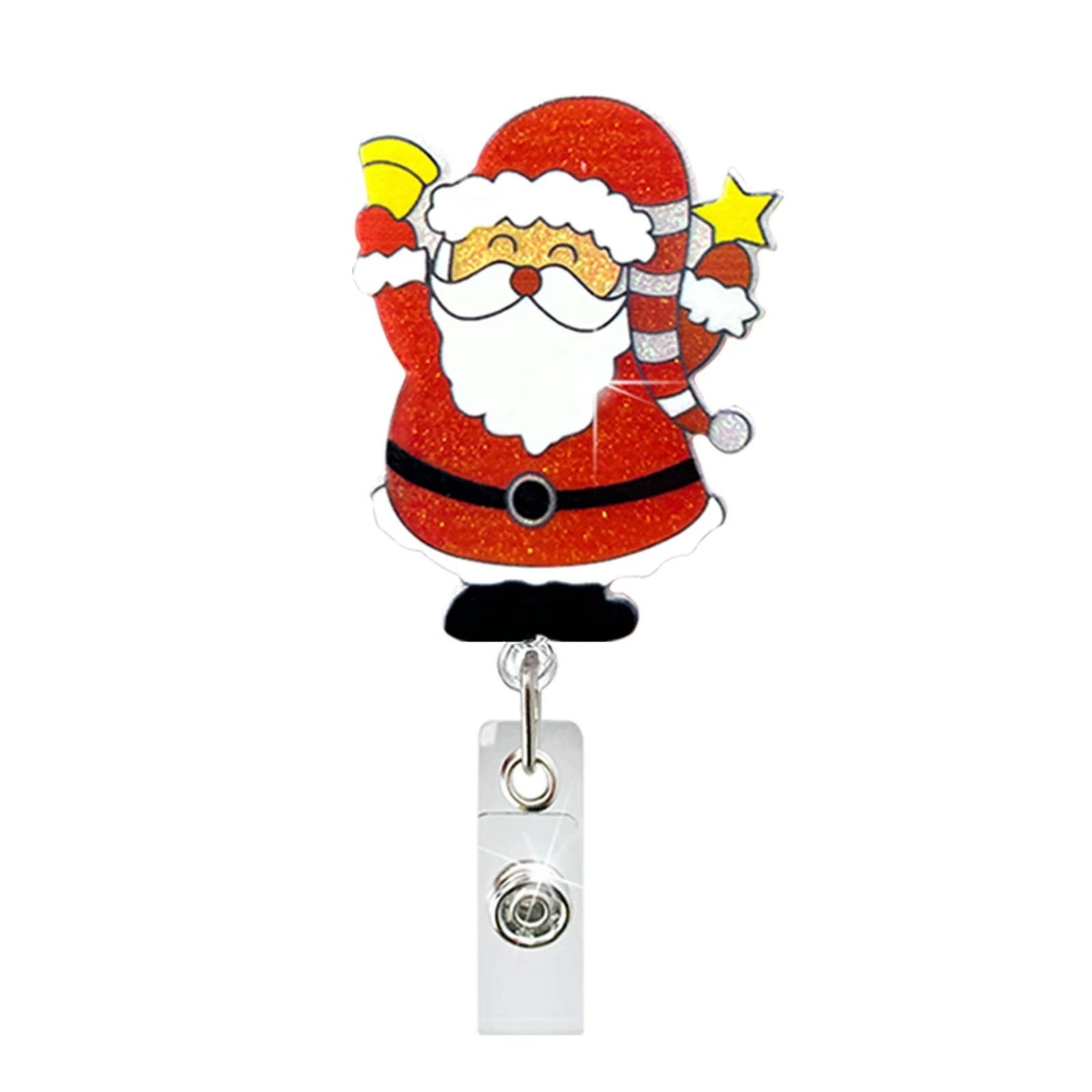 Wholesale Christmas Tree Holiday Glitter Badge Clip Retractable Keychain ACC-KC-LingYu014