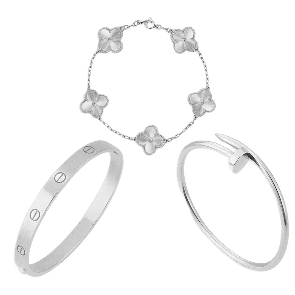Wholesale Five-Leaf Clover Design Titanium Steel Gold Plated Bracelet for Women Fashion Accessory Gift