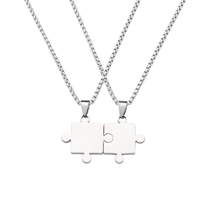 Wholesale Puzzle Necklace  Hip-Hop Titanium Steel Chain Not Falling Couple Pendant Necklaces
