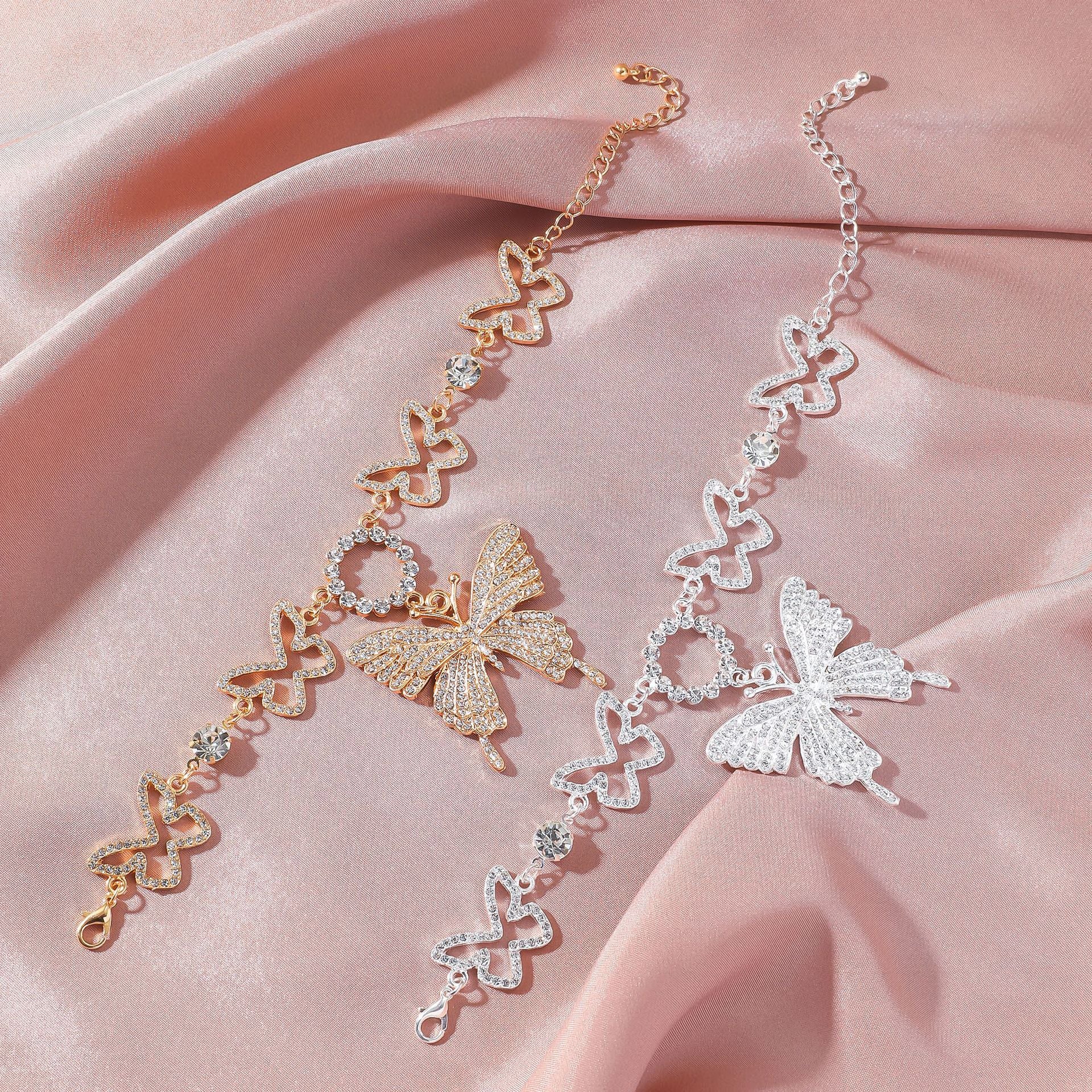 Wholesale Shining Butterfly Diamond Hollow Anklet