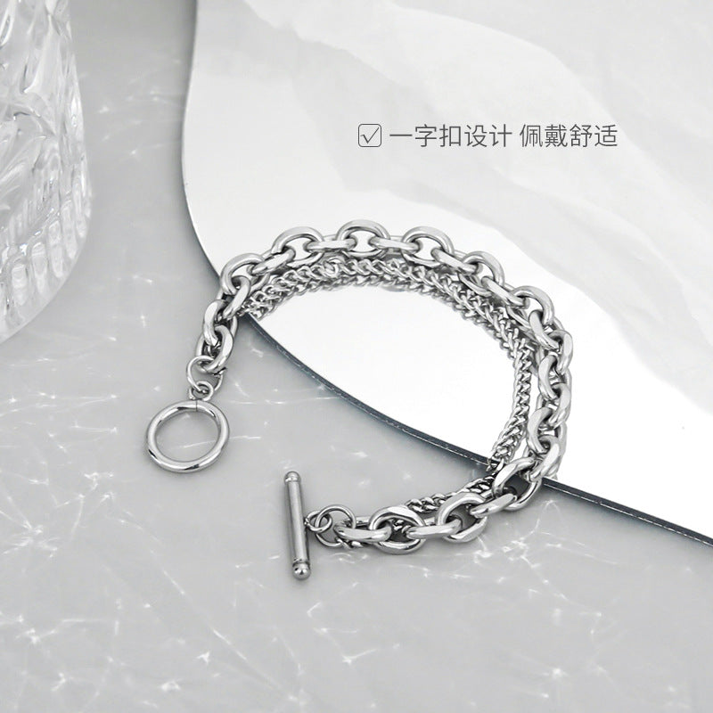 Wholesale Minimalist Stacked Bracelet Titanium Steel Rhombus Design Unisex Jewelry for Resale