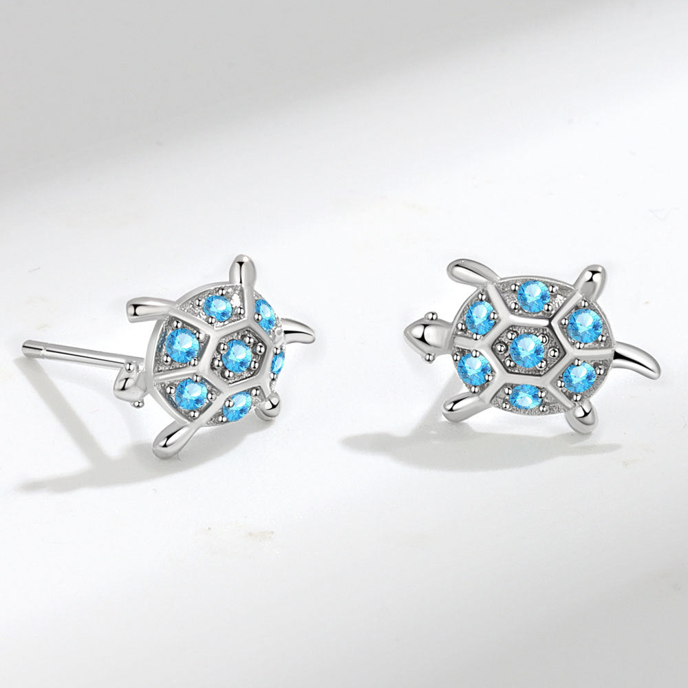 Wholesale Blue Turtle Water Diamond Copper Earrings ACC-ES-YZM001