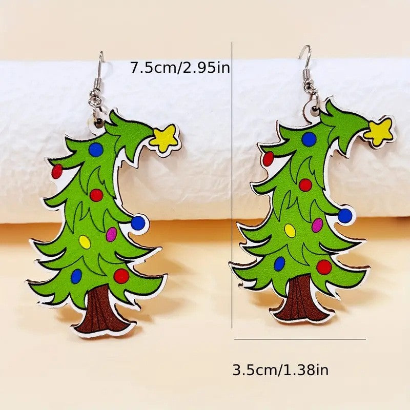 Wholesale  Christmas tree flat acrylic earrings
