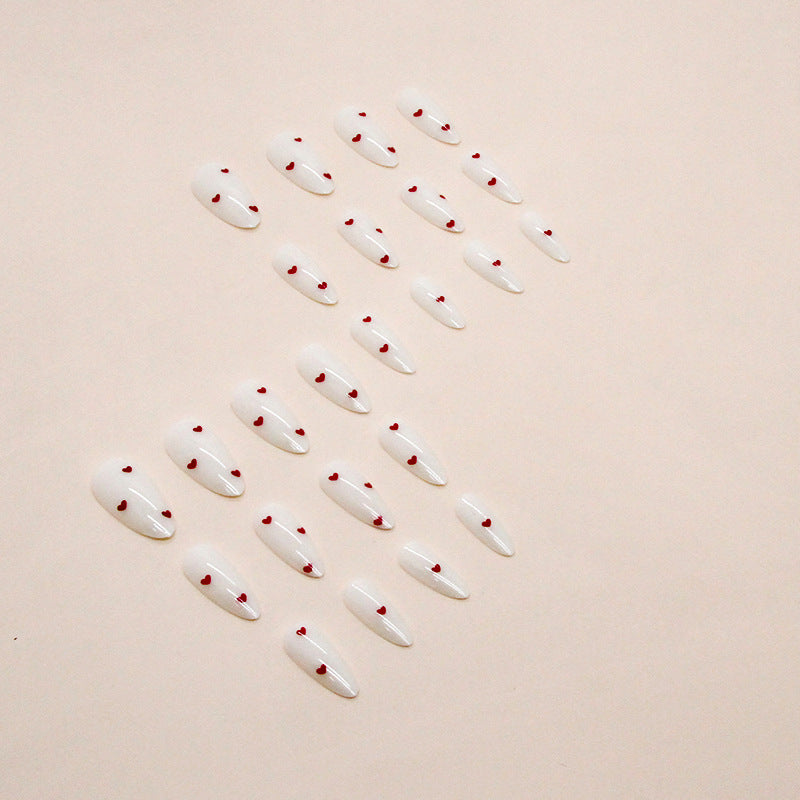 Wholesale 24 Pieces/box Valentine's Day Burgundy Heart Nails Kits Nail Stickers ACC-NS-QiHeng017