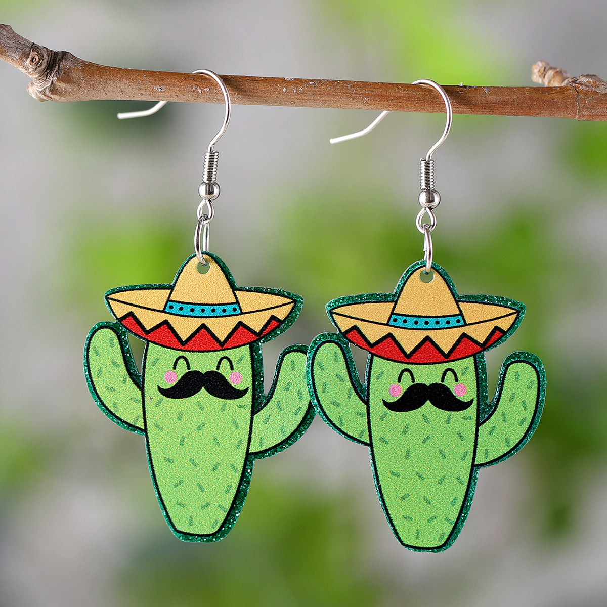 Wholesale Mexican Sombrero Tequila Cactus Acrylic Earrings