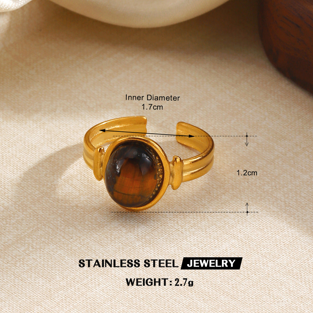 Wholesale Premium Vintage Style Tiger' s Eye Stainless Steel Ring