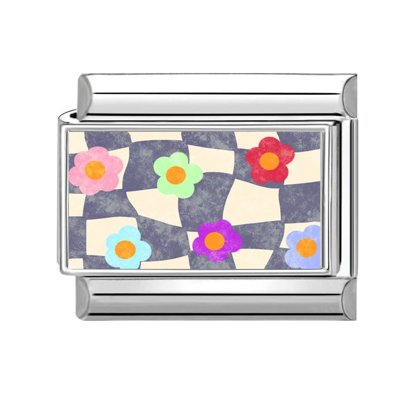 Wholesale Hearts and Love Italian Charms DIY flower fish Single Section Creative Stainless Steel Composable Bracelet